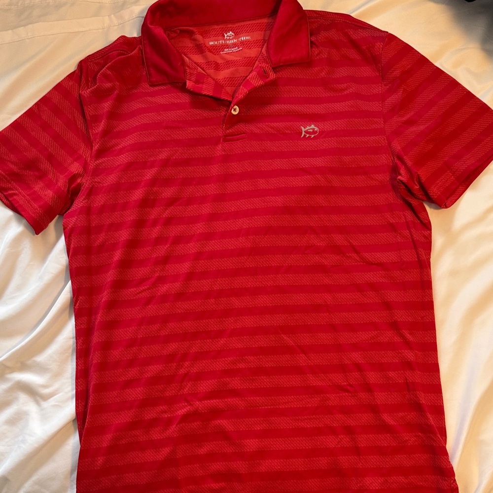 Red Striped southern tide Polo Shirt